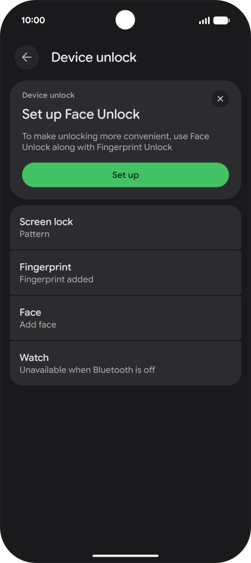 Press Screen lock and key in the additional phone lock code you created earlier.