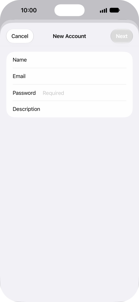 Press Password and key in the password for your email account.