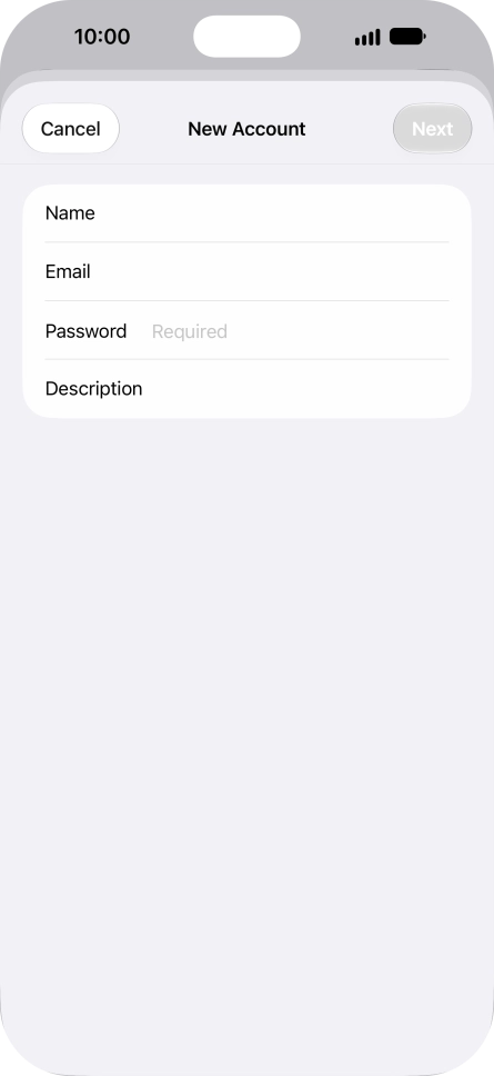 Press Password and key in the password for your email account.
