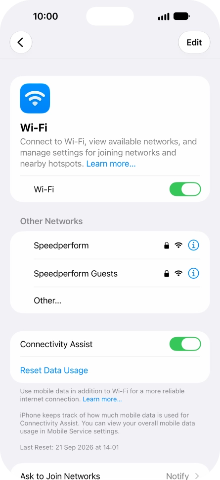 Press the required Wi-Fi network and key in the password for the Wi-Fi network.
