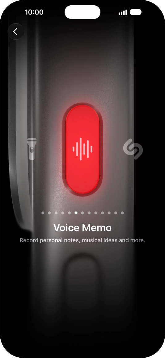 Slide your finger right or left on the screen to select the required function.