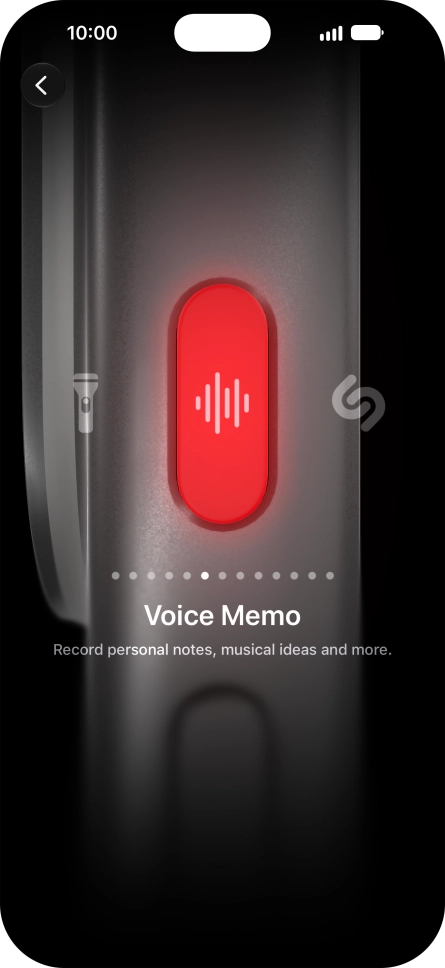 Slide your finger right or left on the screen to select the required function.