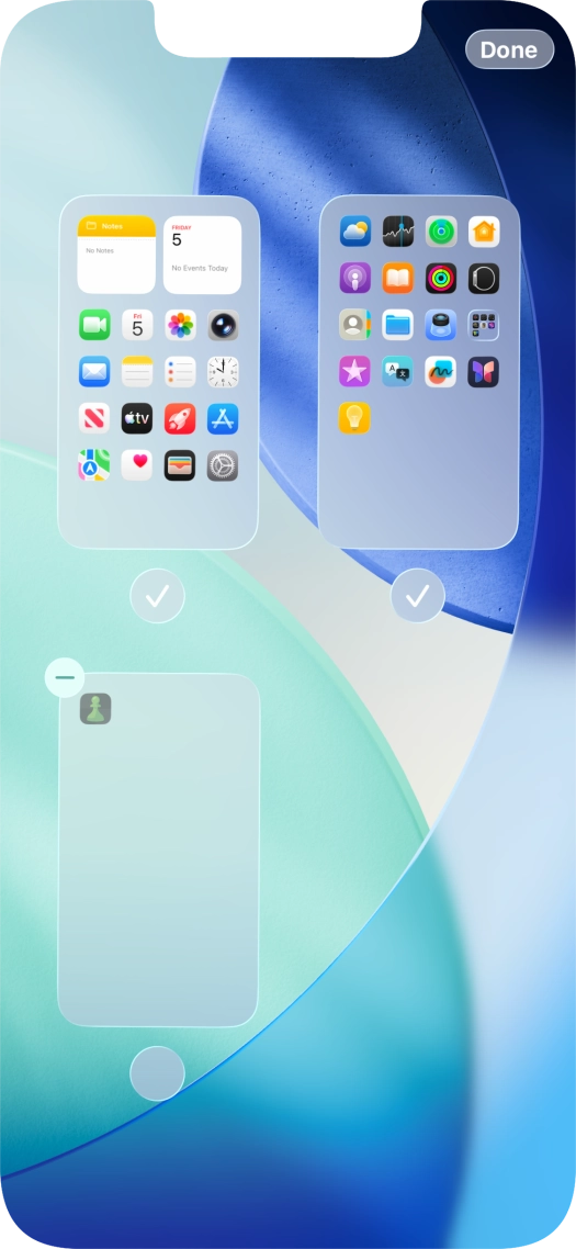 Press the delete icon next to the required home screen page.