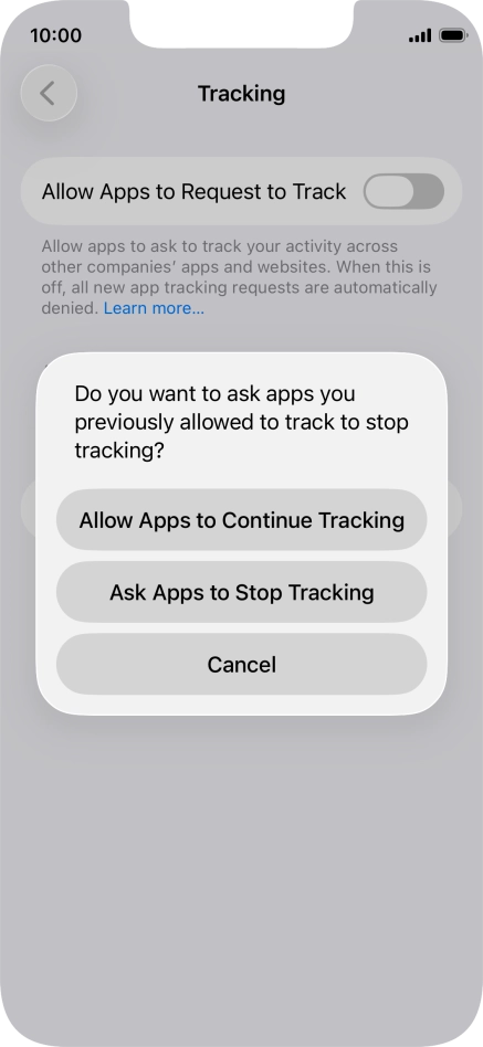 If you turn off the function, press the required setting.