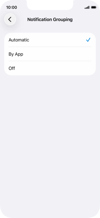 Press the required setting.