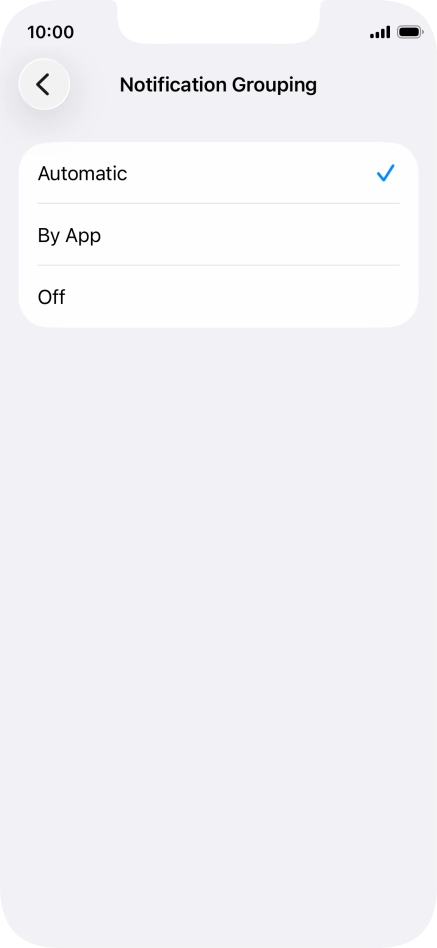 Press the required setting.