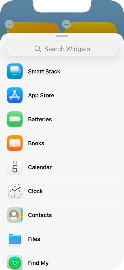 Press the required widget.
