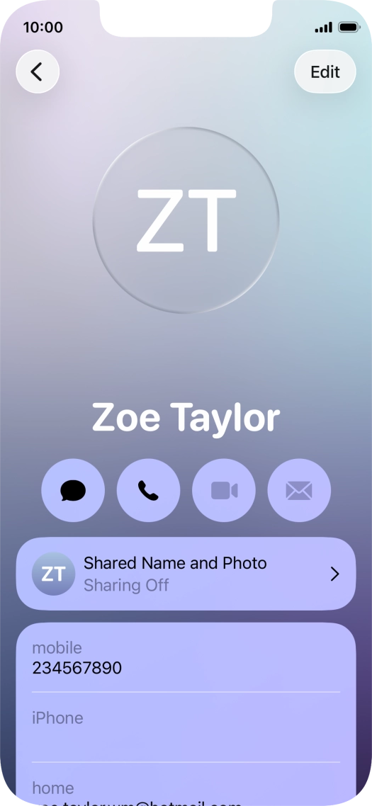 Press Shared Name and Photo.