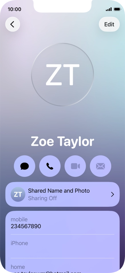 Press Shared Name and Photo.