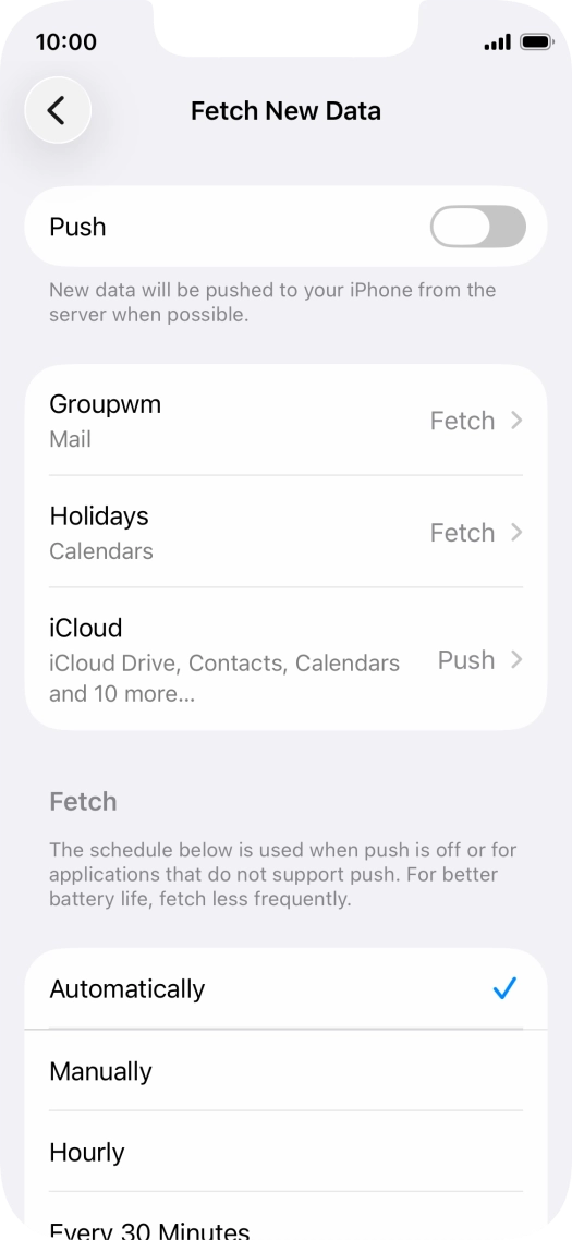 If you turn off the function, press the required setting.
