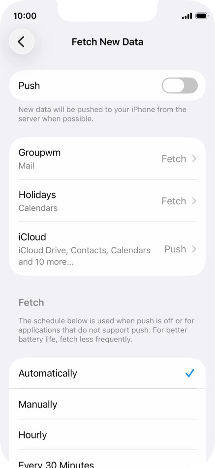 If you turn off the function, press the required setting.