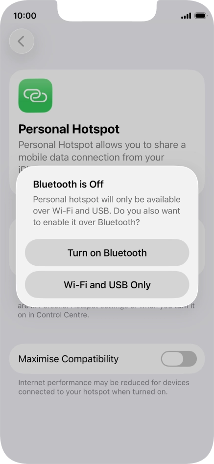 If Wi-Fi is turned on, press Wi-Fi and USB Only.