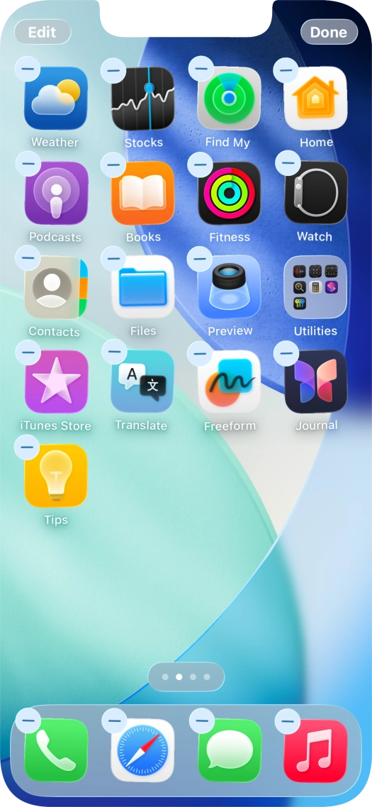 Press the home screen icon.