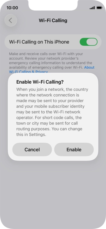 If you turn on the function, press Enable.