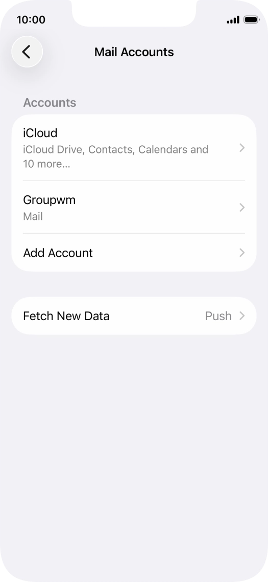 Press the name of the email account you've just set up.