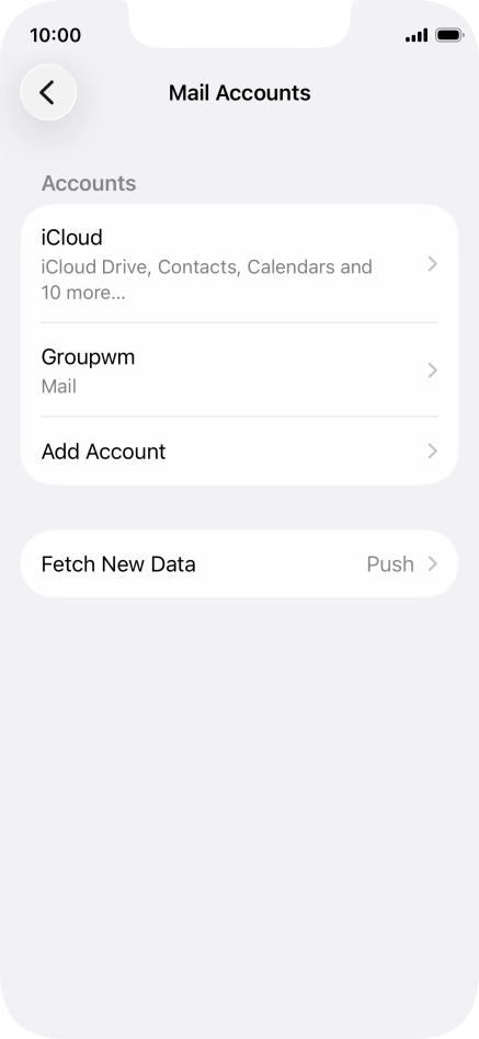 Press the name of the email account you've just set up.