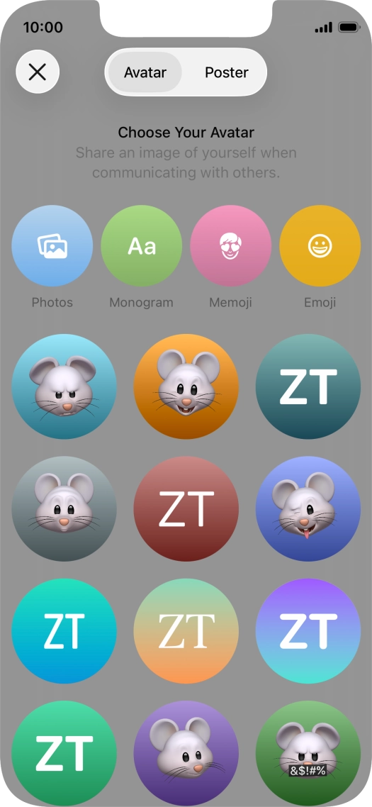 Press the required category and follow the instructions on the screen to select and save the required picture to your Contact Poster.