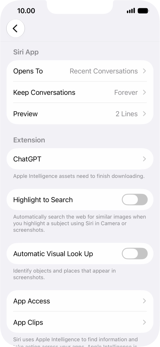 Press ChatGPT and follow the instructions on the screen to turn use of ChatGPT on or off.