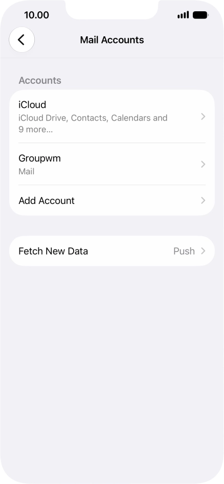 Press the name of the email account you've just set up.