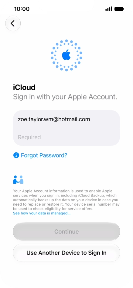 Press Required and key in the password for your Apple Account.