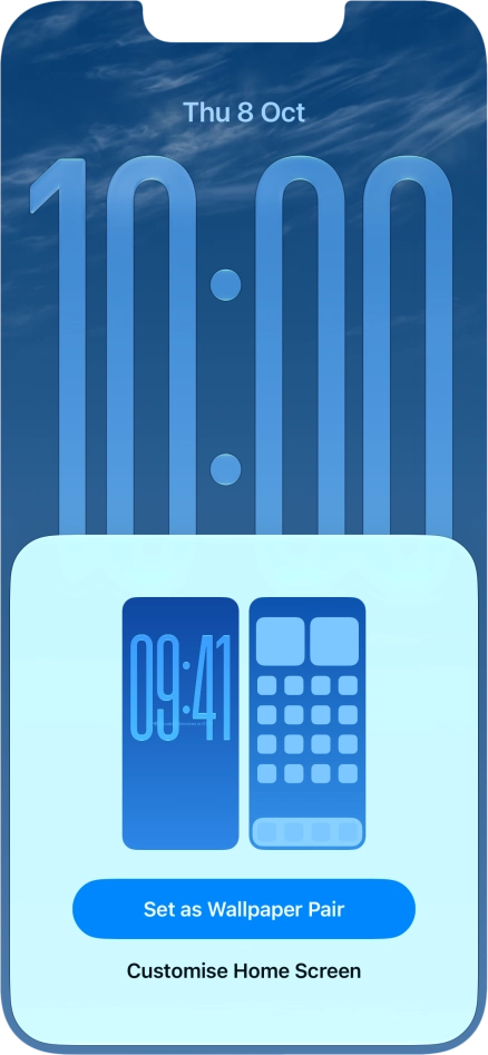 To use the same colour theme on the home screen, press Set as Wallpaper Pair.