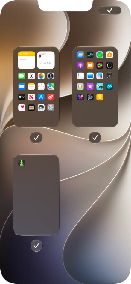 Press the field below the required home screen page to turn page view on or off.