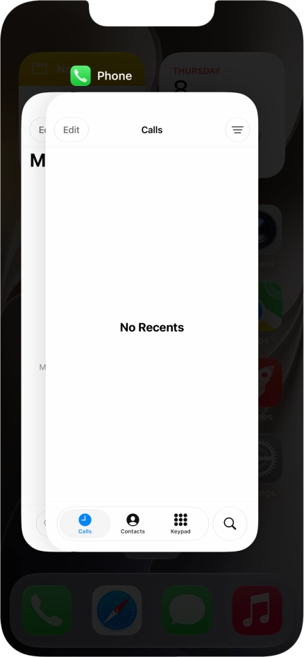 Slide upwards on the required application to end it.