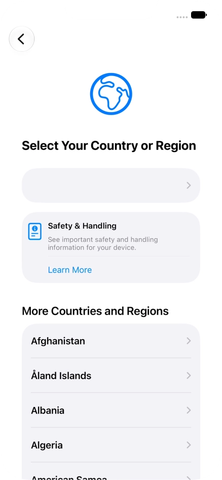 Press the required country or area.