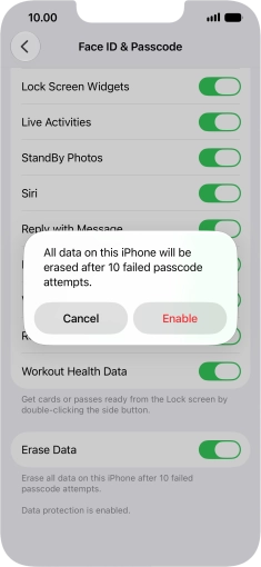 If you turn on the function, press Enable.