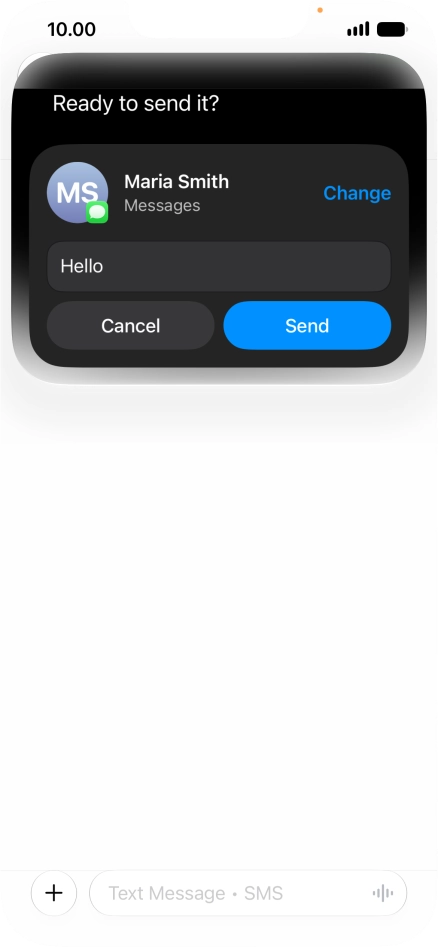 If an app is open on your phone, such as Messages, you can also use the functions available here, e.g.: REPLY [text].