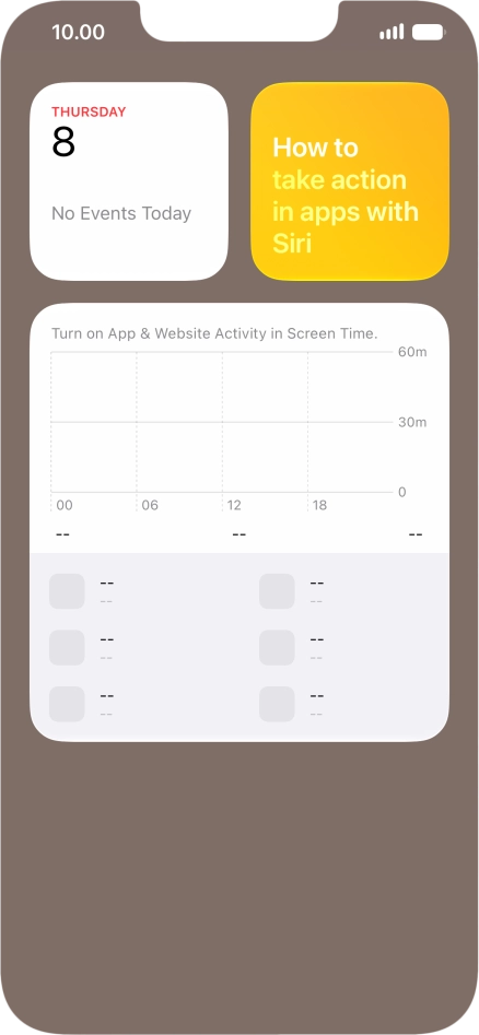 Slide your finger up or down on the screen to see more widgets.