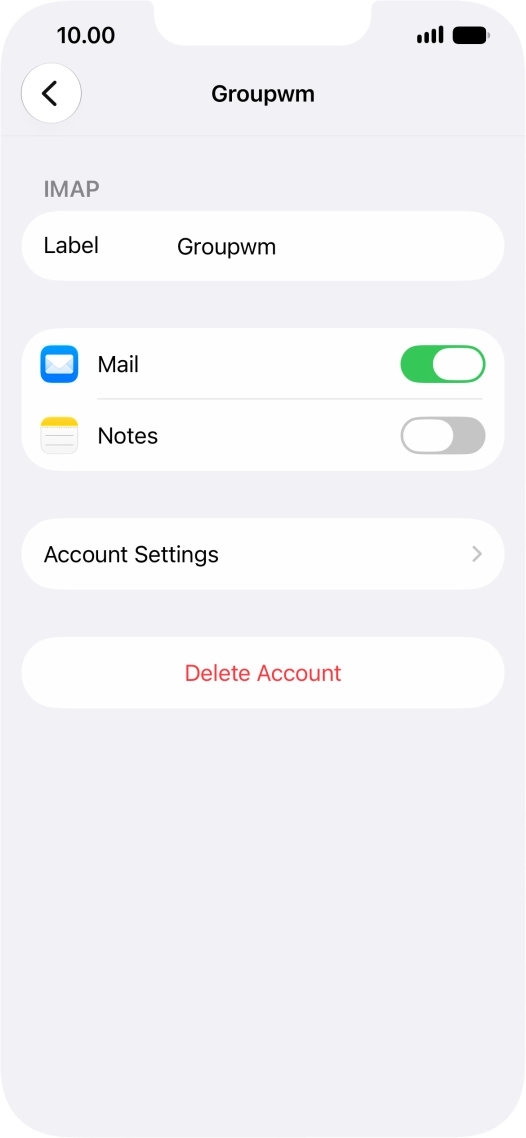 Press Account Settings.
