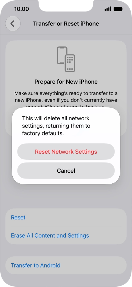 Press Reset Network Settings.