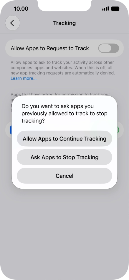 If you turn off the function, press the required setting.