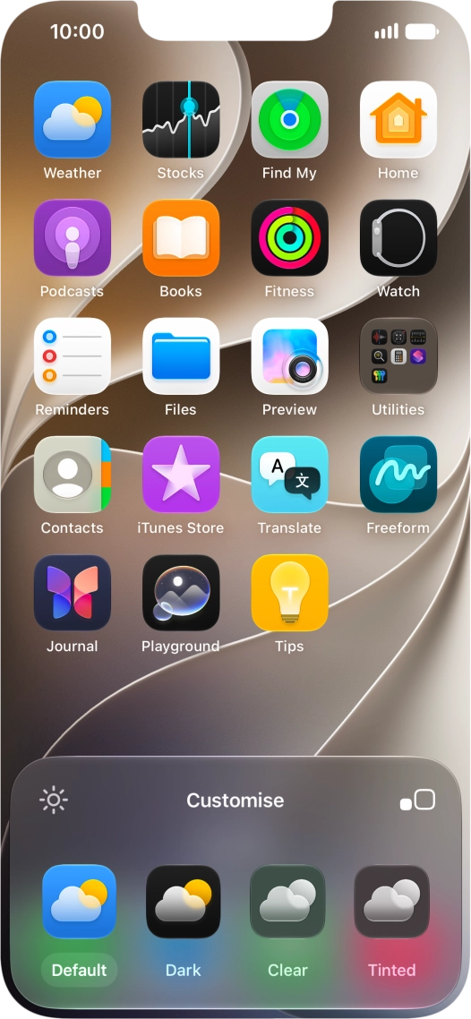 Press the required setting to select the size of app icons on the home screen.