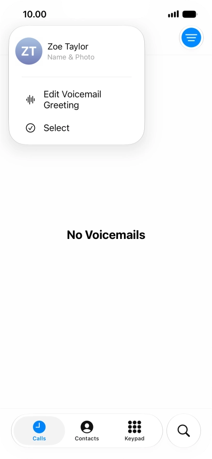 Press Edit Voicemail Greeting.