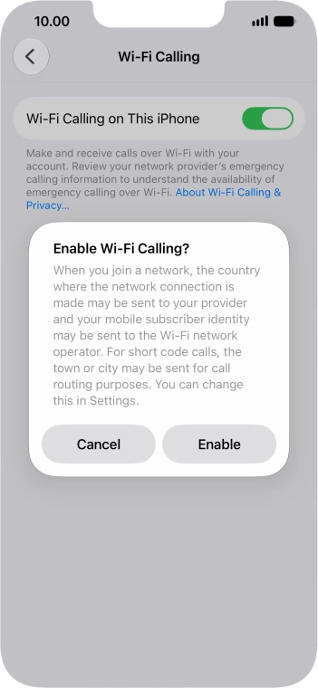 If you turn on the function, press Enable. If you turn on the function, press Enable.