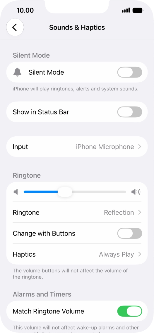 Press the indicator next to 