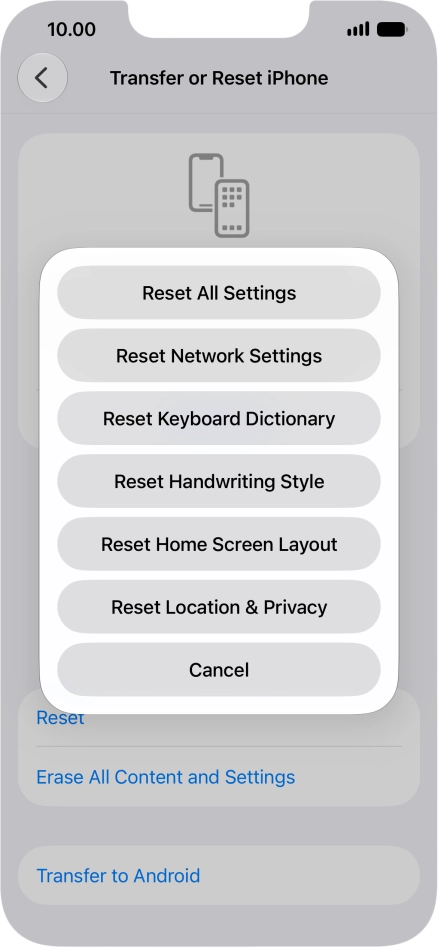 Press Reset All Settings.