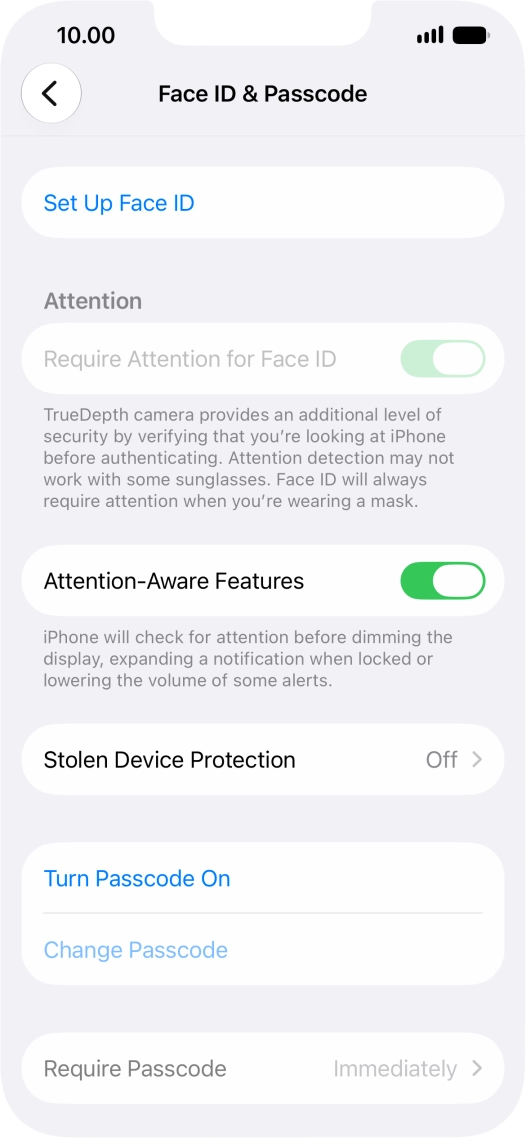 Press Turn Passcode On and key in a phone lock code of your own choice twice.