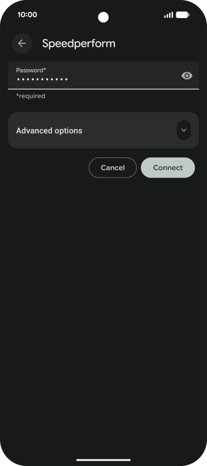 Key in the password for the Wi-Fi network and press Connect.