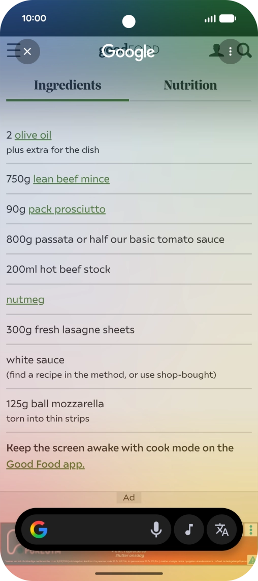 Press the translate icon.
