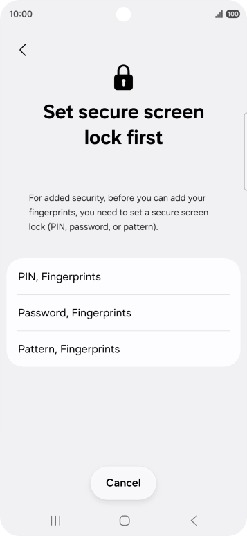 Press the required phone lock code and follow the instructions on the screen to create an additional phone lock code.
