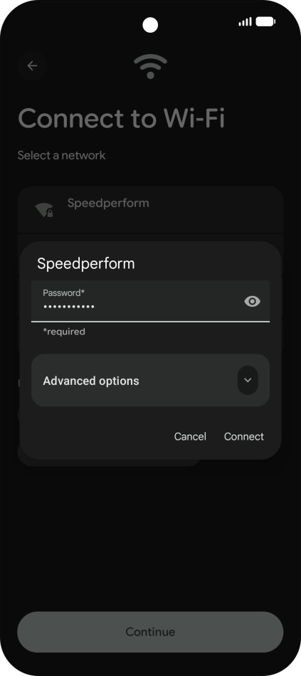 Key in the password for the Wi-Fi network and press Connect.
