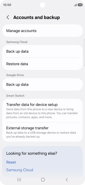 Press Manage accounts.