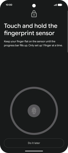 Follow the instructions on the screen to create the phone lock code using your fingerprint.