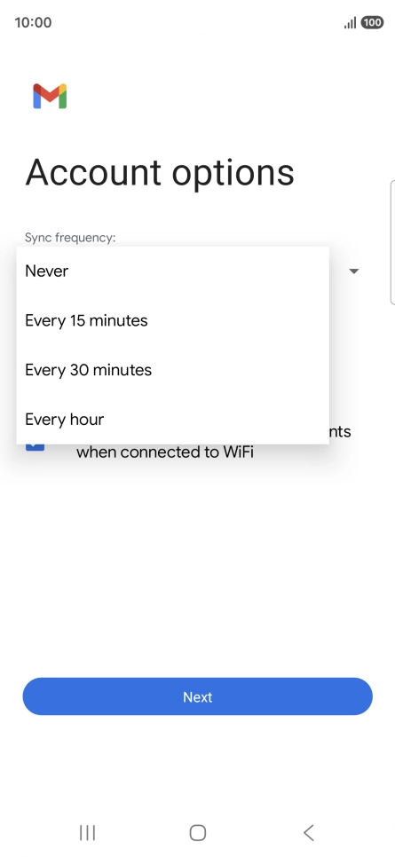 Press the required setting.