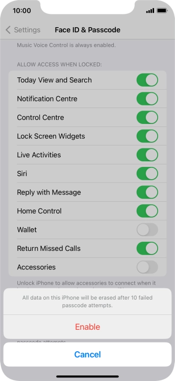 If you turn on the function, press Enable.