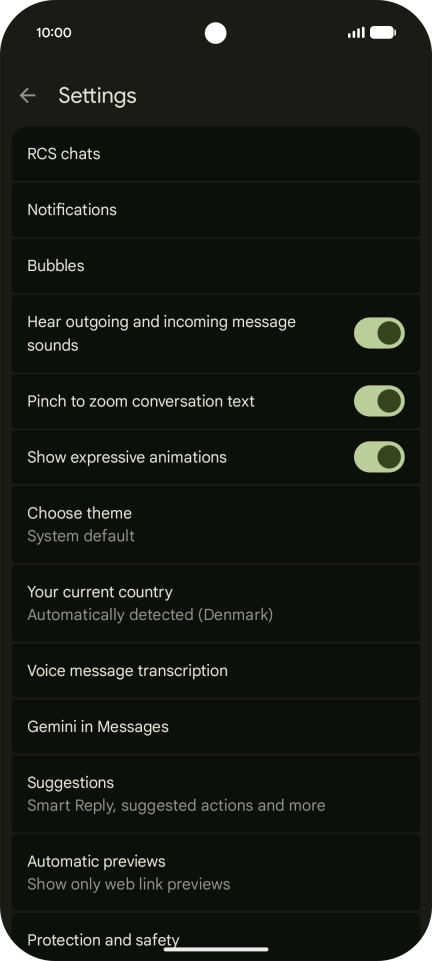 Press Gemini in Messages.