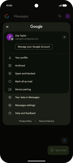 Press Messages settings.